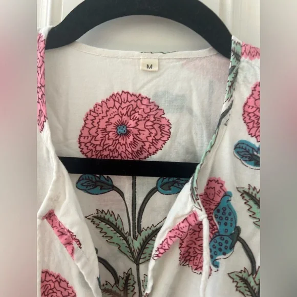Handmade Cotton Gauze Floral Dress – Size Medium - Picture 2 of 3
